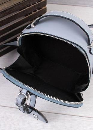 Стильная серая голубая круглая сумка сумочка клатч модная3 фото