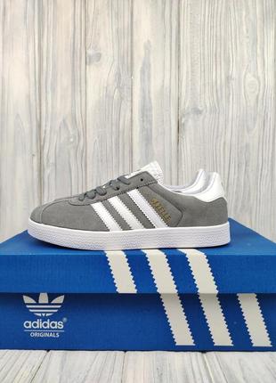 Adidas gazelle light gray white7 фото