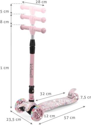 Розовый трёхколесный самокат для девочки от 2+ лет kidwell vento unicorn | розовый самокат для девочки4 фото