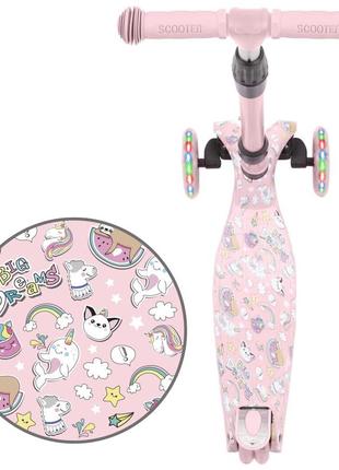 Розовый трёхколесный самокат для девочки от 2+ лет kidwell vento unicorn | розовый самокат для девочки5 фото