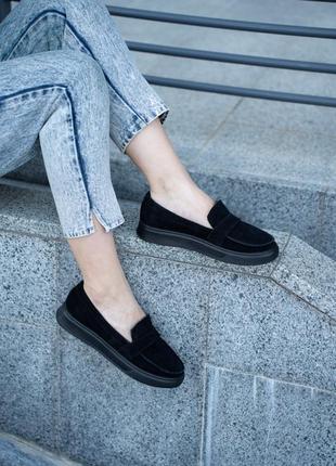 Черные туфли лоферы из натуральной кожи р34-42 мокасины слипоны10 фото