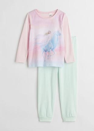 8 - 10 р 128 - 140 см h&amp;m новый фирменный трикотажный комплект костюм пижама frozen холодное сердце