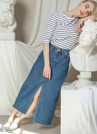 Длинная джинсовая юбка fromus 48 размер деним