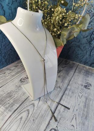 Ланцюжок протяжка на шию в сріблястому кольорі, біжутерія