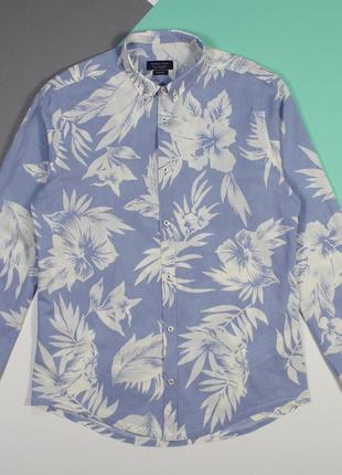 Красивая ультралегкая приталенная рубашка с принтом-флорой от zara man