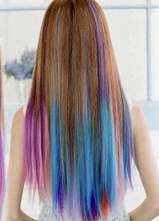 Волосы яркие цветные на заколках фиолетовые3 фото