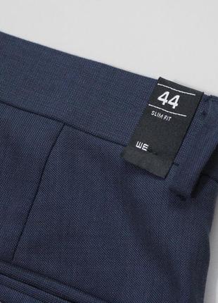 Класичні завужені (slim fit) штани (брюки) в презентабельному темно-синьому кольорі we9 фото