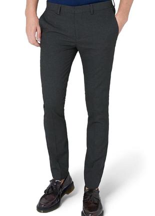 Классные узкие (скинни, skinny) брюки (smart casual) в темно-сером цвете от topman