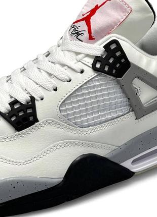 Чоловічі кросівки nike air jordan 4 retro white cement білі кросівки найк з натурального нубуку9 фото