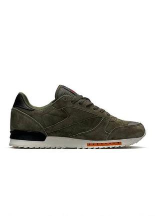 Мужские кроссовки reebok classic army green хаки спортивные замшевые кроссовки рибок2 фото