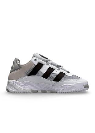 Мужские кроссовки adidas originals niteball white grey серые спортивные кожаные кросы адидас6 фото