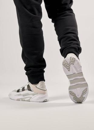 Мужские кроссовки adidas originals niteball white grey серые спортивные кожаные кросы адидас8 фото