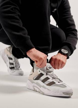 Мужские кроссовки adidas originals niteball white grey серые спортивные кожаные кросы адидас10 фото