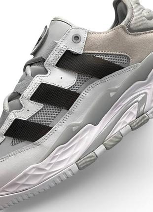 Мужские кроссовки adidas originals niteball white grey серые спортивные кожаные кросы адидас2 фото