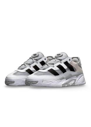 Мужские кроссовки adidas originals niteball white grey серые спортивные кожаные кросы адидас4 фото