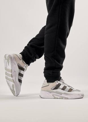 Мужские кроссовки adidas originals niteball white grey серые спортивные кожаные кросы адидас9 фото