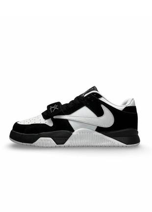 Чоловічі кросівки nike air jordan x travis scott white black чорно-білі спортивні шкіряні кросівки найк