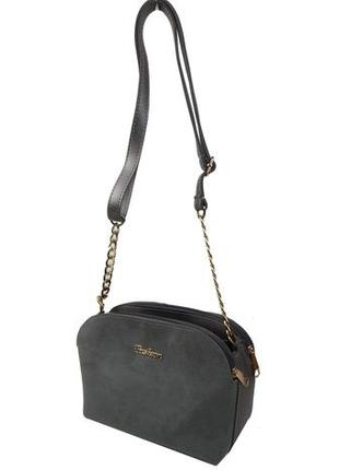 Небольшая женская сумка на плечо из эко кожи ксения fashion серая3 фото