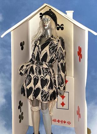 Vintage desigual short coat осіннє/весняне принтоване пальто/плащ з сердечками