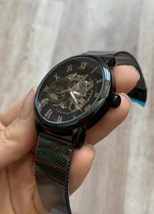 Механические женские наручные часы forsining черный с черным2 фото