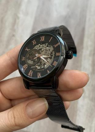 Механические женские наручные часы forsining черный с черным5 фото