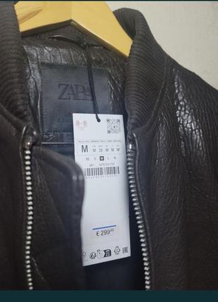 Куртка кожа бомбер zara premium6 фото