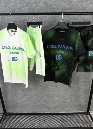 Комплект мужской летний шорты + футболка дольче габбана / брендовые костюмы от dolce gabbana