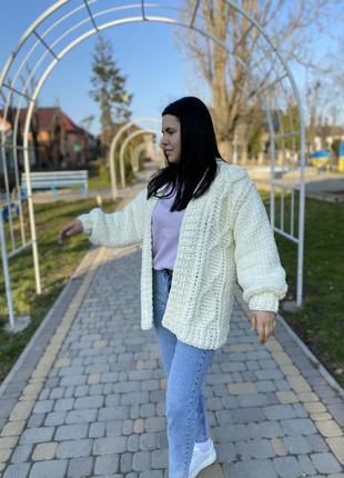 Кардиган вязаный, кардиган ручной работы, плюшевый кардиган