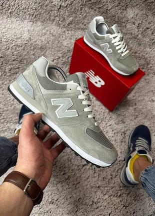 Кроссовки new balance 574 хаки из натуральной замши 40-44 маломерят кроссовки мужественный замш9 фото