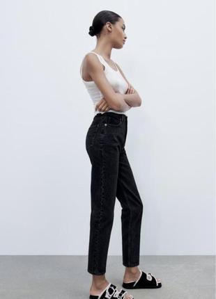 Женские черные джинсы мом бренда zara mom брюки2 фото