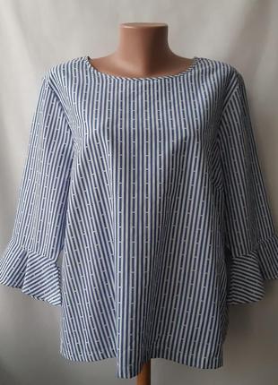 Бавовняна смугаста блузка топ сорочка, розмір 181 фото