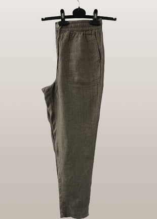 Льняні штани на гумці s oliver/німеччина жіночі, хакі 46-48 нові