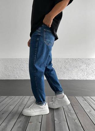 Мужские классические джинсы мом темно синие / повседневные брюки для мужчин4 фото