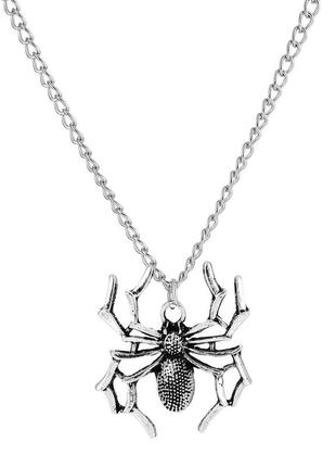 Ланцюжок з кулоном кулон у формі павука сріблястого