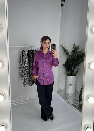 Шелковая блуза рубашка на пуговицах с воротником длинными рукавами1 фото