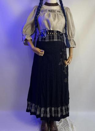 Винтажная длинная вельветовая юбка юбка макси в клетку в стиле бохо готика готическая9 фото