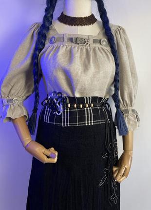 Винтажная длинная вельветовая юбка юбка макси в клетку в стиле бохо готика готическая10 фото