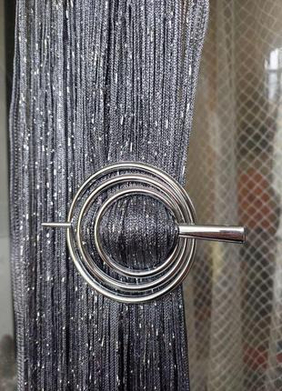 Шпилька для штор ниток кругла срібляста двостороння матова/глянцева міцний пластик1 фото