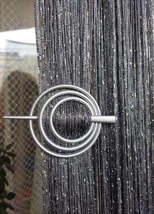 Шпилька для штор ниток кругла срібляста двостороння матова/глянцева міцний пластик6 фото