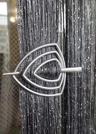 Шпилька для штор ниток трикутна срібляста двосторонній матовая/глянсова міцний пластик5 фото