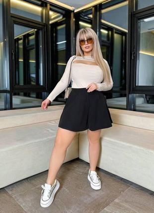 Женские широкие шорты классические большого размера plussize 48-62 расклешенные костюмные