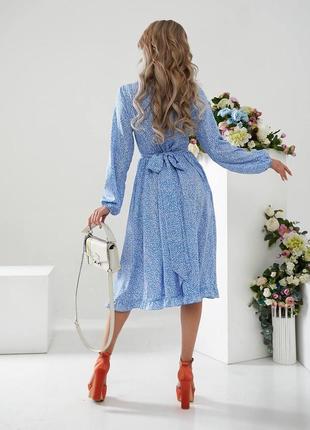 Женское легкое платье в горошек в размерах s-xl soft длинное с имитацией запаха2 фото