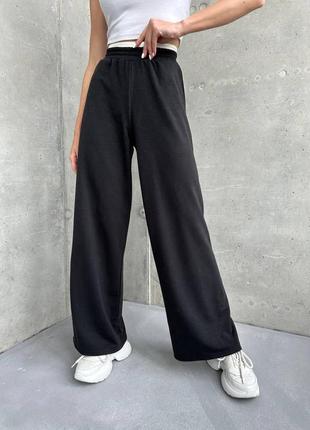 Женские трикотжные брюки палаццо с иммитацией белья s-l широкие однотонные с высокой посадкой на резинке