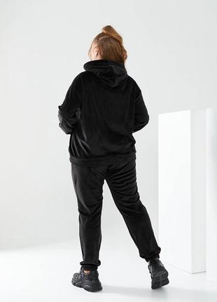 Женский велюровый спортивный костюм большого размера 48-58 объемное худи и штаны3 фото
