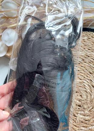 Волосы тресс на ленте 5 заколок, волосы для нарощення коричневая карамель, коричневый шоколад