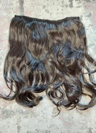 Волосы тресс на ленте 5 заколок, волосы для нарощення коричневая карамель, коричневый шоколад