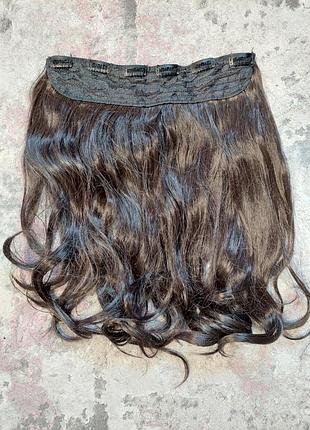 Волосы тресс на ленте 5 заколок, волосы для нарощення коричневая карамель, коричневый шоколад