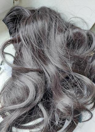 Волосы тресс на ленте 5 заколок, волосы для нарощення коричневая карамель, коричневый шоколад