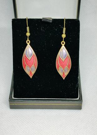 Винтажные серьги клуазоне эмаль маркированны celtic sea gems