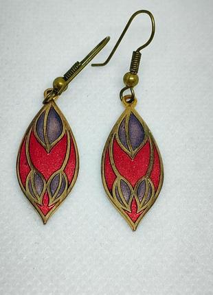 Винтажные серьги клуазоне эмаль маркированны celtic sea gems